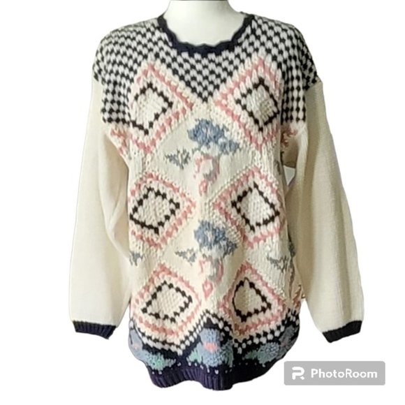 Vintage Fisherman Knit Cable OverSized Chunky Sweater Size Large - Picture 2 of 9